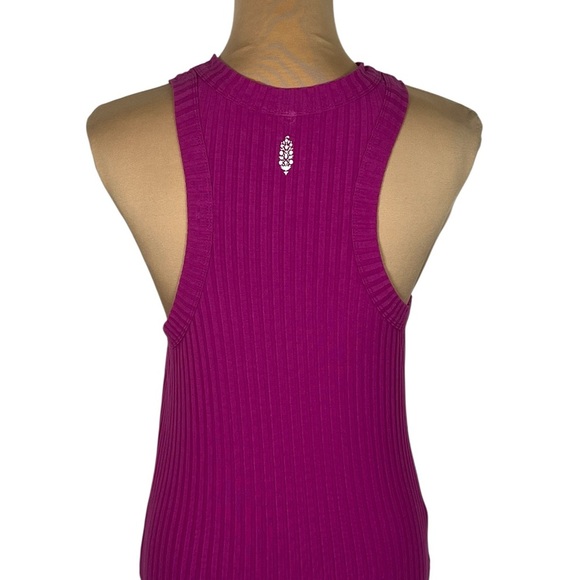 Free People Pink Ribbed Tank Top Medium - Picture 1 of 7